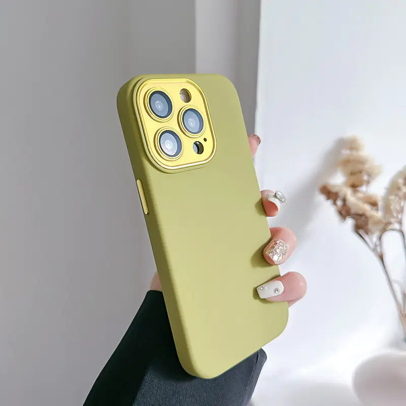Metal Lens Protector Silicone Case for iPhone 14/15