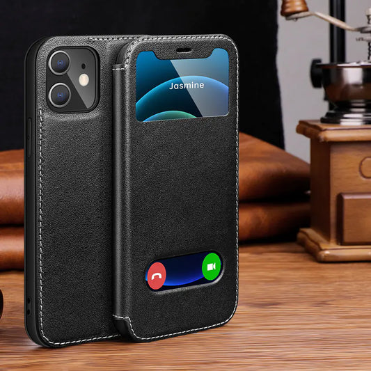Leather Flip Case for iPhone - Protective Cover