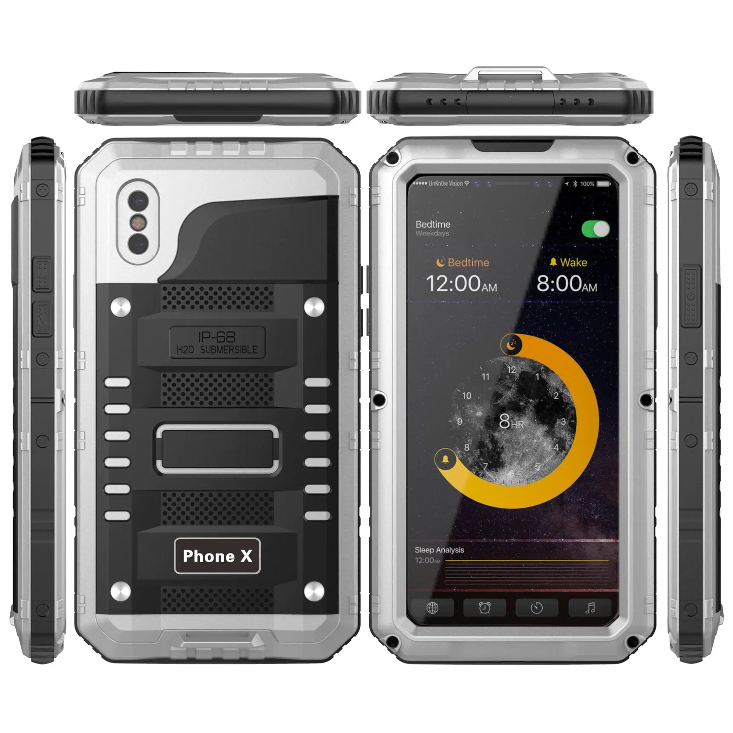 Metal Protective Case for iPhone 6S, 7, X (Full Cover)
