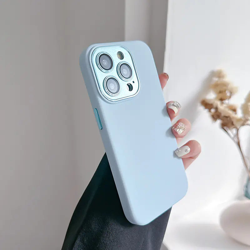 Metal Lens Protector Silicone Case for iPhone 14/15