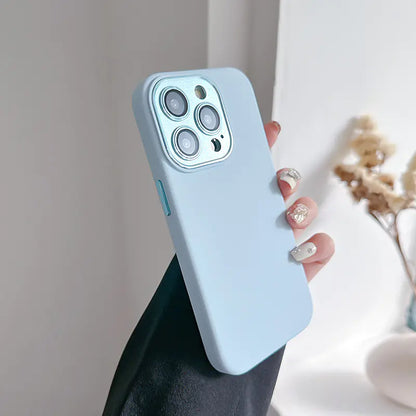 Metal Lens Protector Silicone Case for iPhone 14/15