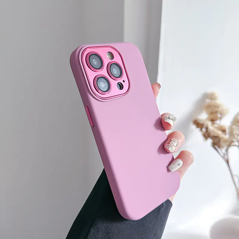 Metal Lens Protector Silicone Case for iPhone 14/15