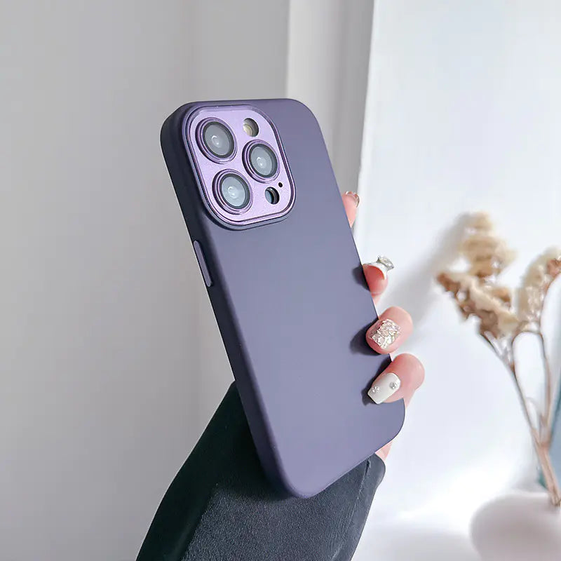 Metal Lens Protector Silicone Case for iPhone 14/15