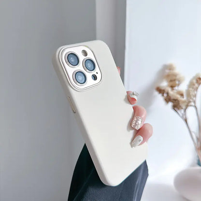 Metal Lens Protector Silicone Case for iPhone 14/15