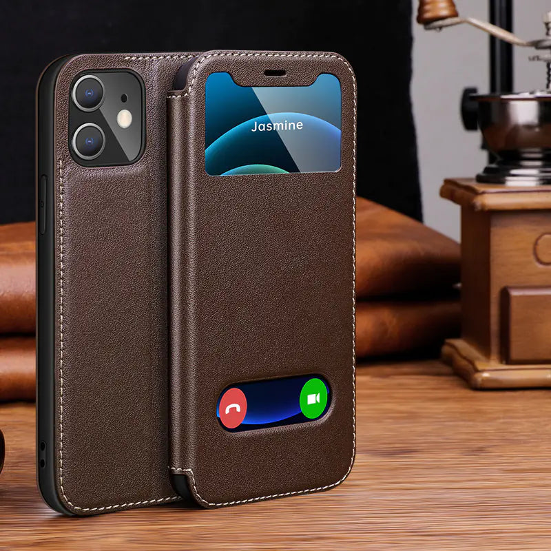Leather Flip Case for iPhone - Protective Cover