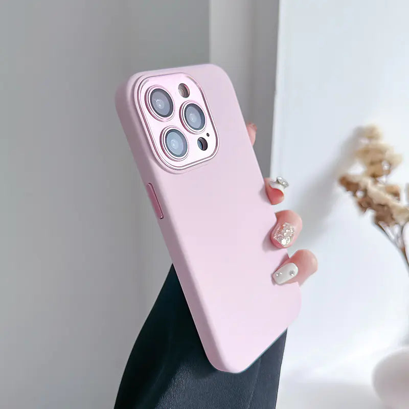 Metal Lens Protector Silicone Case for iPhone 14/15