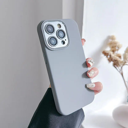 Metal Lens Protector Silicone Case for iPhone 14/15